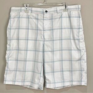 Callaway White Plaid Golf Shorts Windowpane Flat Front Mens Sz 38 Multi-Color
